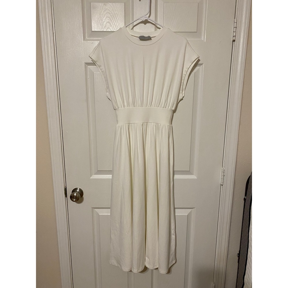 Modern Citizen Off White Ecovero Organic Cotton Midi Dress Small MC25D05